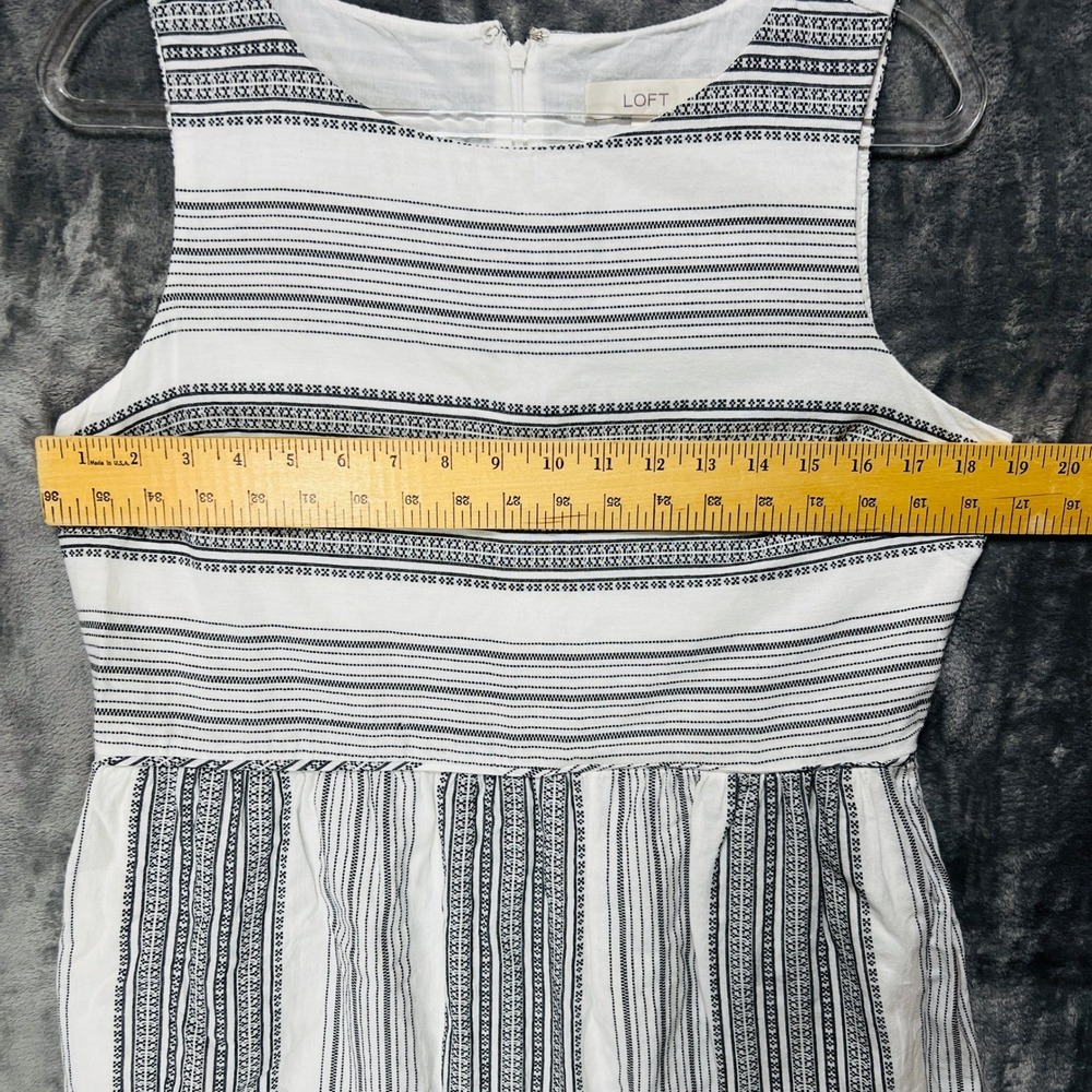 LOFT Womens Coastal Minimalist Fit Flare Dress Size 10 Striped Pockets - Picture 9 of 12